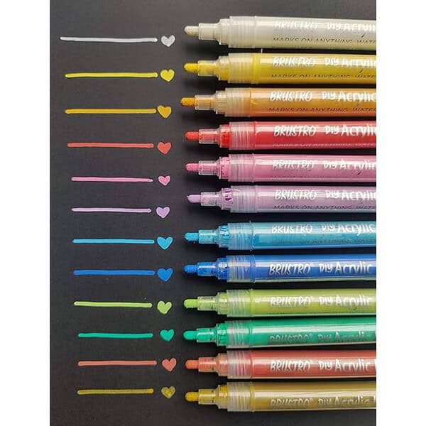 Brustro DIY Acrylic Marker Set of 12 Vibrant Colours3 - LXINDIA.COM