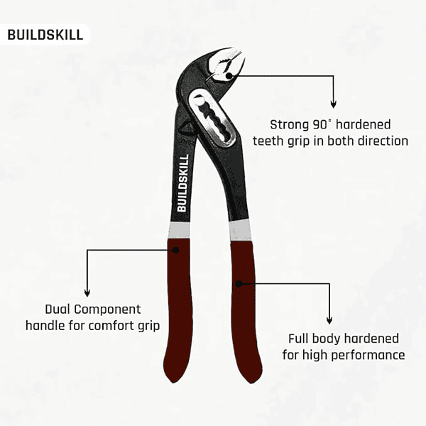 Buildskill 12inch Ergonomic Water Pump Plier Tool with Adjustable Tilted Head1 - LXINDIA.COM