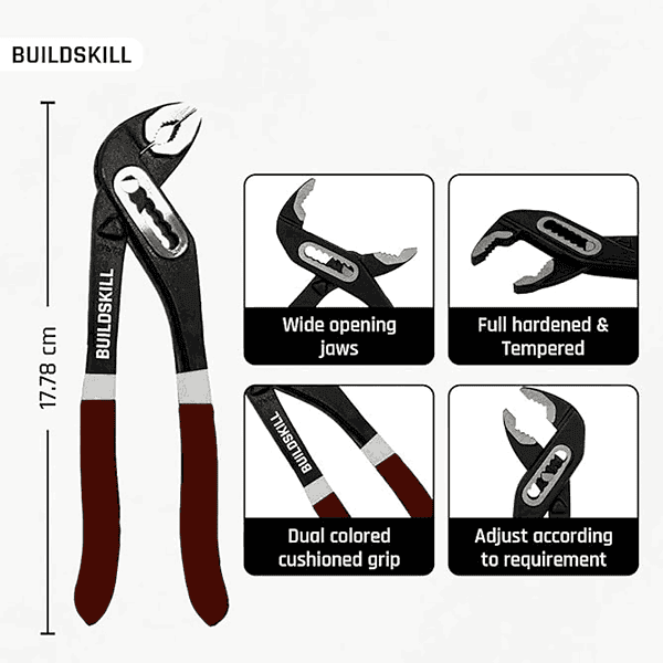 Buildskill 12inch Ergonomic Water Pump Plier Tool with Adjustable Tilted Head2 - LXINDIA.COM