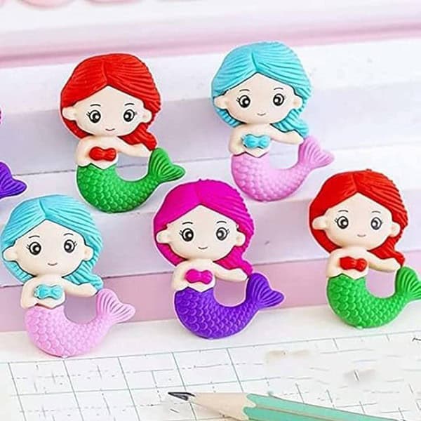 Bulkhunt Girl Cartoon Mermaid Shaped Eraser 12 Piece1 - LXINDIA.COM