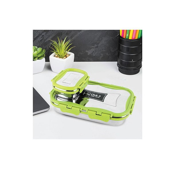 CELLO Click it Steel Insulated Lunch Box 1024mlGreen b - LXINDIA.COM