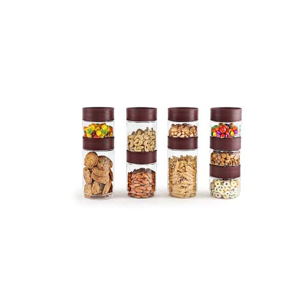 CELLO Modustack Stackable Container Set500ml 750ml 1000ml Set of 9 Maroon - LXINDIA.COM