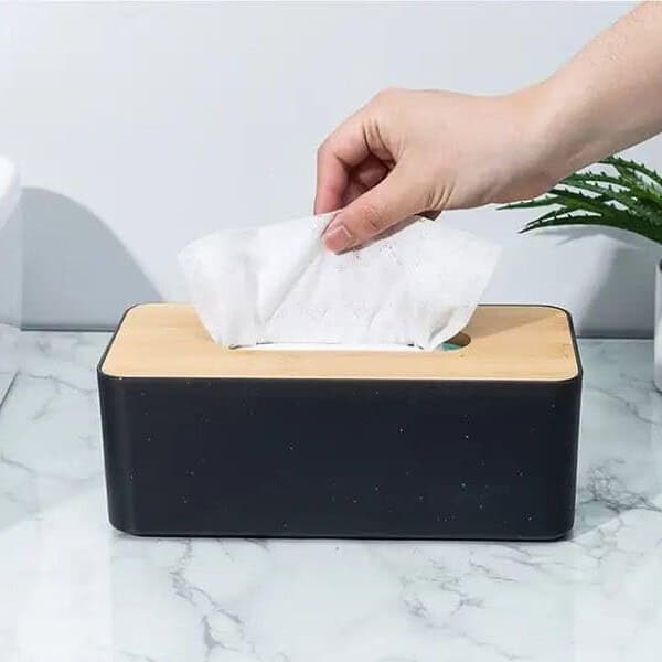 CLOUDTAIL CHOICE Wooden Cover Plastic Tissue Holder Dispenser Black 1 - LXINDIA.COM