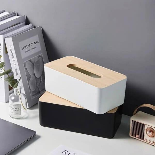 CLOUDTAIL CHOICE Wooden Cover Plastic Tissue Holder Dispenser Black 3 - LXINDIA.COM