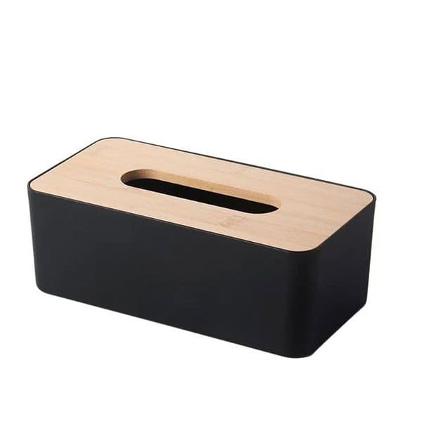 CLOUDTAIL CHOICE Wooden Cover Plastic Tissue Holder Dispenser Black - LXINDIA.COM