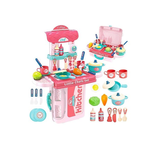 Cable World Plastic 3 in 1 Kitchen Play Set Toy Pink 1 - LXINDIA.COM