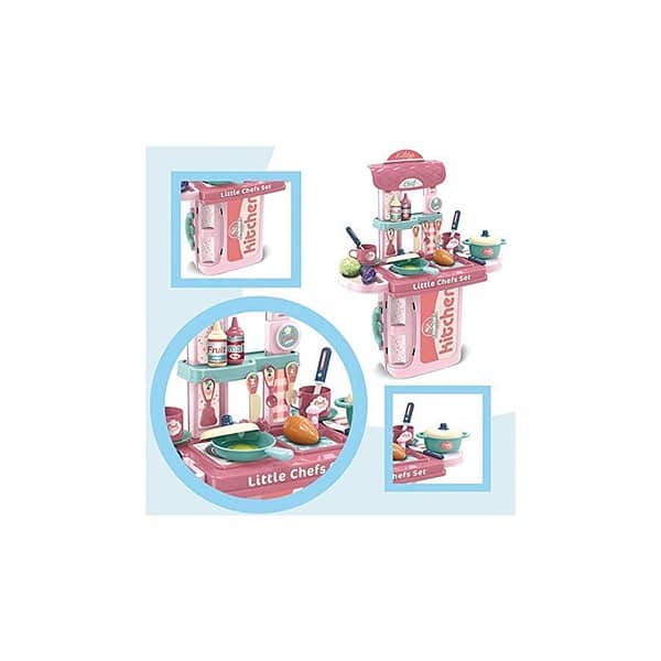 Cable World Plastic 3 in 1 Kitchen Play Set Toy Pink01 - LXINDIA.COM