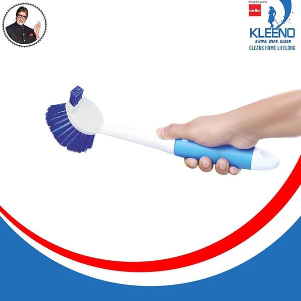 Cello Kleeno Dual Action Sink and Dish Brush Blue White - LXINDIA.COM