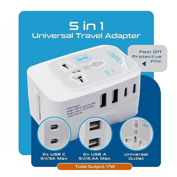 Ceptics Travel Adapter India to Universal Travel Adapter with Type C 3 - LXINDIA.COM