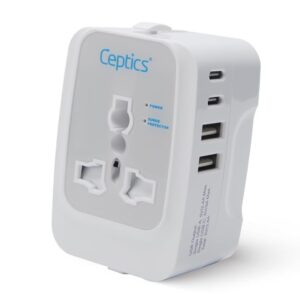 Ceptics Travel Adapter India to Universal Travel Adapter with Type C - LXINDIA.COM