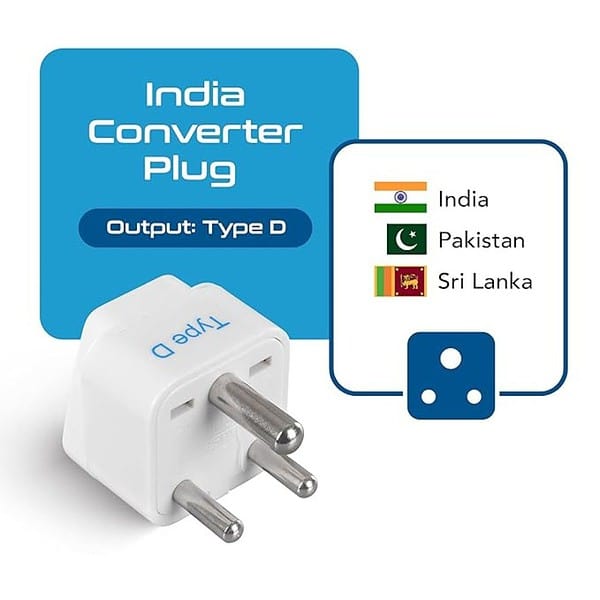 Ceptics USA to India Converter Plug Type D Plug Adapter White 1 - LXINDIA.COM