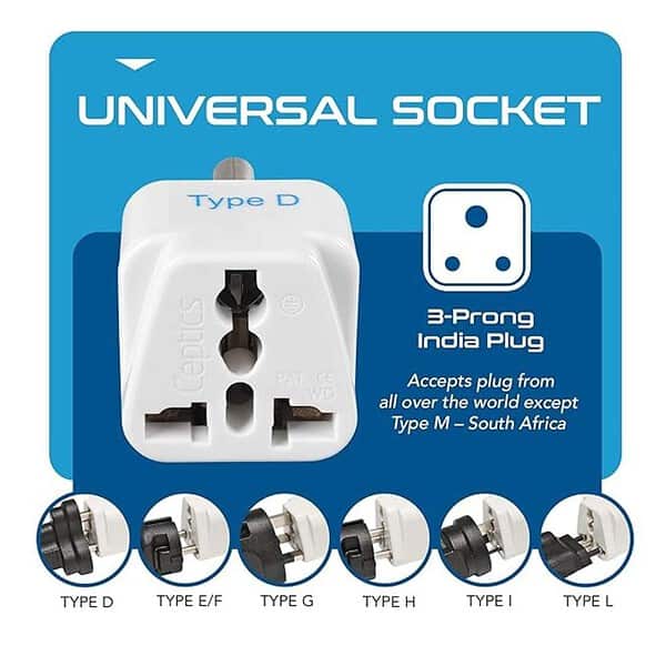 Ceptics USA to India Converter Plug Type D Plug Adapter White 2 - LXINDIA.COM