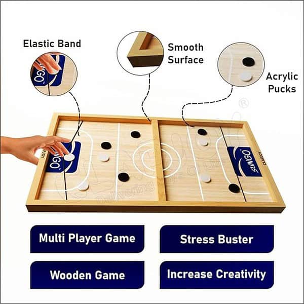 Clapjoy Slingo Fastest Finger First Board Game Wooden String Hockey Game Sling Puck Board 1 - LXINDIA.COM