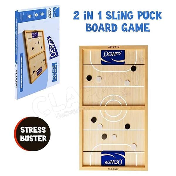 Clapjoy Slingo Fastest Finger First Board Game Wooden String Hockey Game Sling Puck Board 2 - LXINDIA.COM