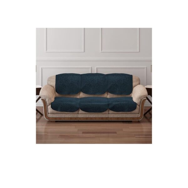 Cloth Fusion Italian Velvet Sofa Cover 5 Seater Blue - LXINDIA.COM