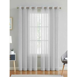 Cortina Polyster Linen Solid Sheer Curtain Set of 2 White - LXINDIA.COM