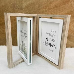 Cortina Wooden Double Sided Rotating 4 Photo Frame Vertical 5x7 Inch White - LXINDIA.COM