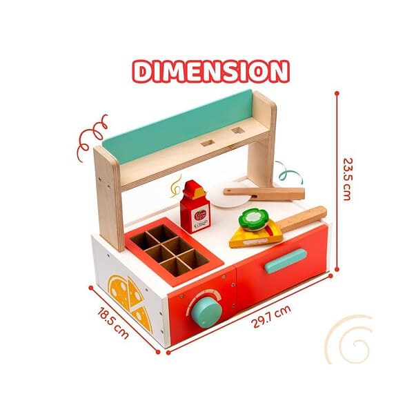 Cots and Cuddles Wooden Pizza Making Pretend Play Set with Oven for Kids 1 - LXINDIA.COM