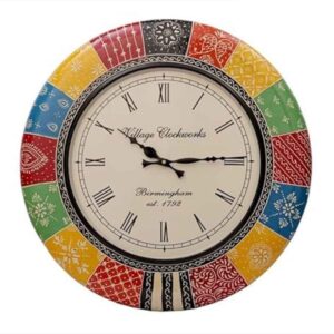 Crafted wonders 12 inch Colourful Round Wooden Wall Clock Numeric - LXINDIA.COM