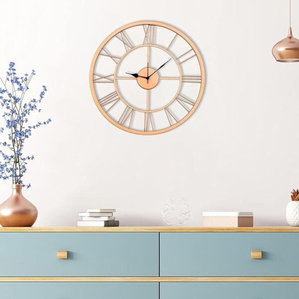 Craftter 16 Inch Metal Premium Roman Analog Wall Clock Copper Color 1 - LXINDIA.COM