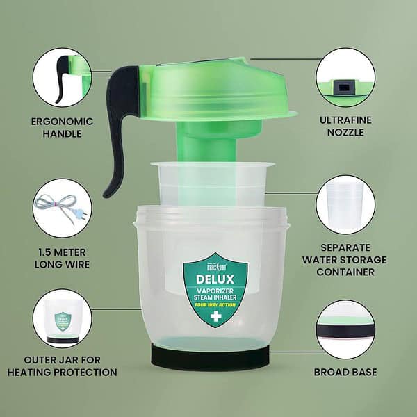 Crescent Professional Delux Steamer for Cough and Facial Ice Green3 - LXINDIA.COM