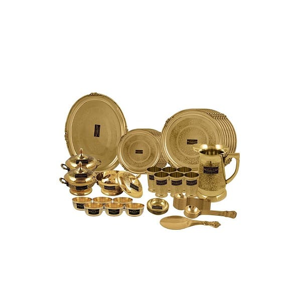 Crockery Wala and Company Pure Brass Dinner Set 51 Pcs - LXINDIA.COM