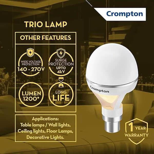 Crompton Trio Lamp with Indirect Lightning Mode 2 - LXINDIA.COM