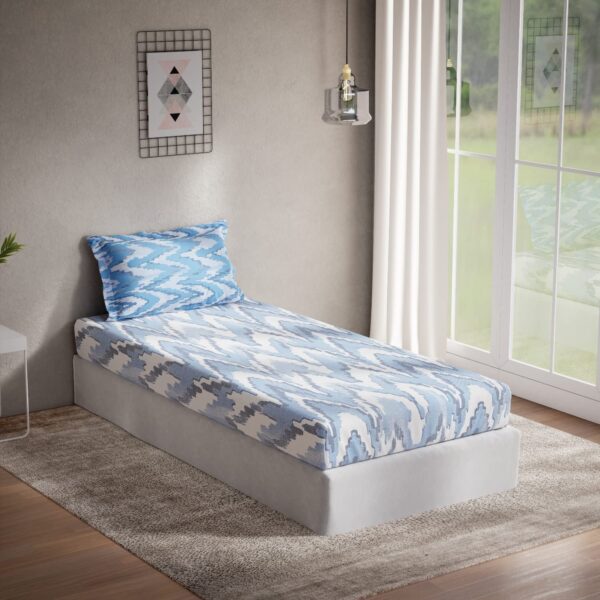 DDECOR Abstract Cotton Single BedsheetBlue - LXINDIA.COM