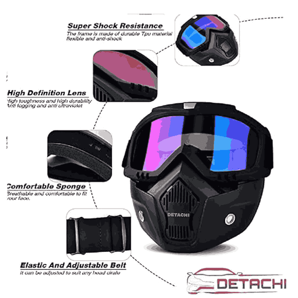 DETACHI Motorcycle Goggle mask With Adjustable Elastic Strap3 - LXINDIA.COM