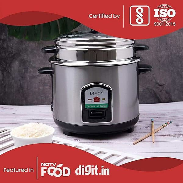 DIVYA Stainless Steel 1.8 Liters Cylinder Electric Rice Cooker 1 - LXINDIA.COM