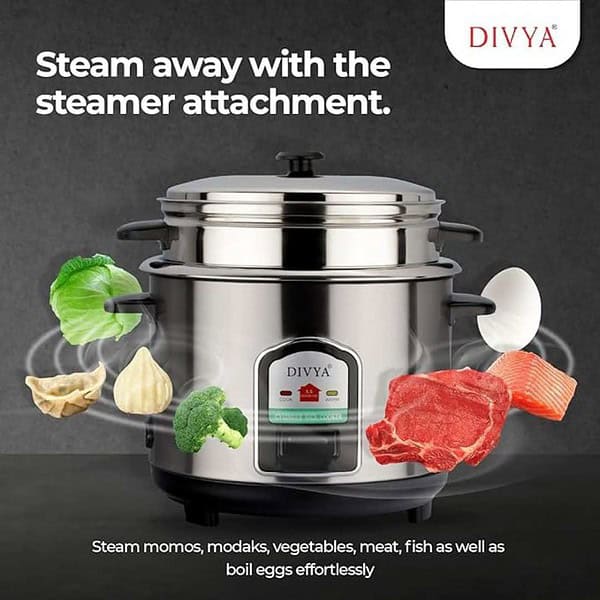 DIVYA Stainless Steel 1.8 Liters Cylinder Electric Rice Cooker 2 - LXINDIA.COM