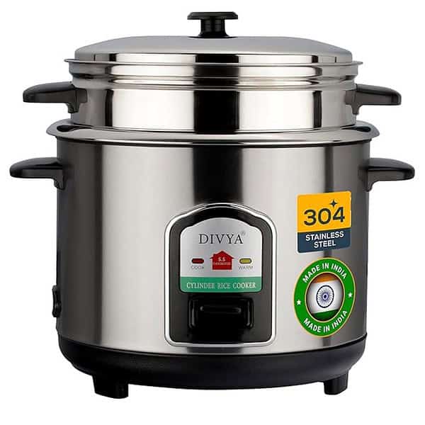 DIVYA Stainless Steel 1.8 Liters Cylinder Electric Rice Cooker - LXINDIA.COM