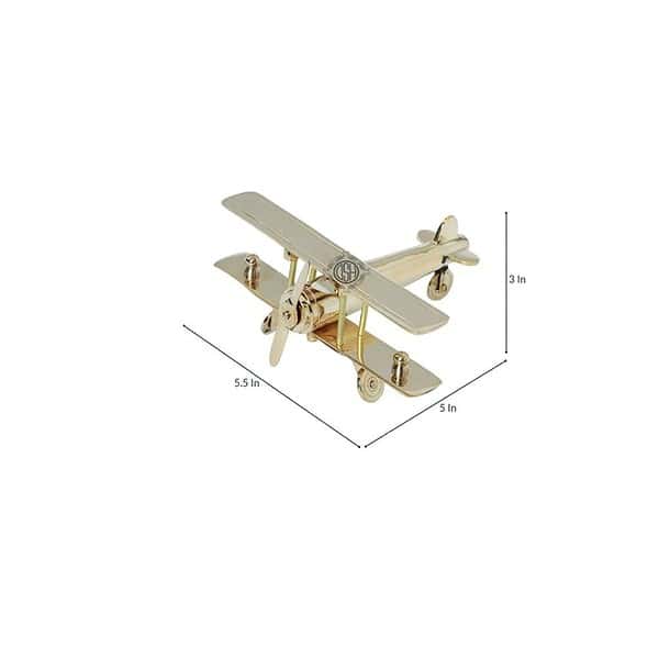 DSH Brass Aeroplane Table Top Miniature Decorative Showpiece Gold A - LXINDIA.COM