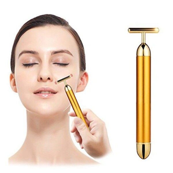 Dealsure 24k Gold Energy Beauty Bar Electric Vibration Facial Massage Roller3 - LXINDIA.COM