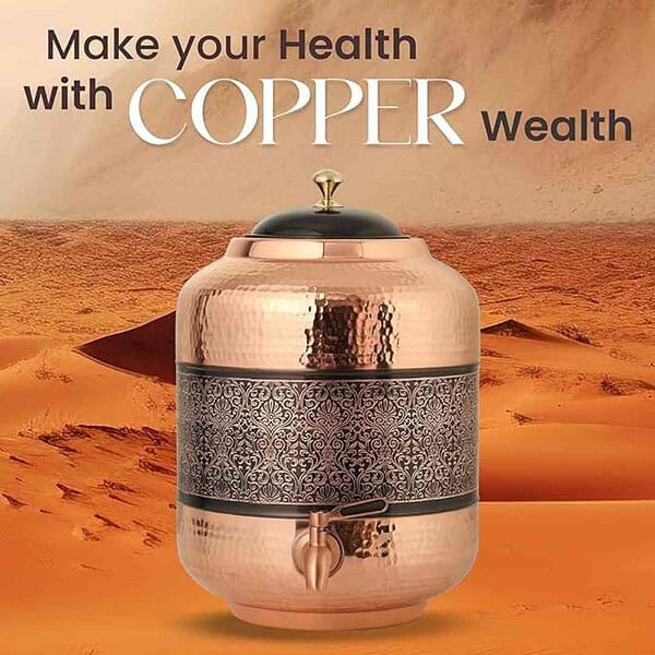 Decorative India Copper Hammer Carving Water Dispenser Copper Antique Glossy Finish 2 - LXINDIA.COM