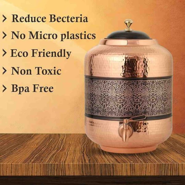 Decorative India Copper Hammer Carving Water Dispenser Copper Antique Glossy Finish 3 - LXINDIA.COM