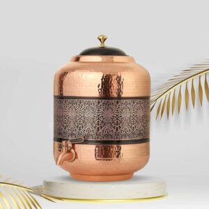 Decorative India Copper Hammer Carving Water Dispenser Copper Antique Glossy Finish - LXINDIA.COM