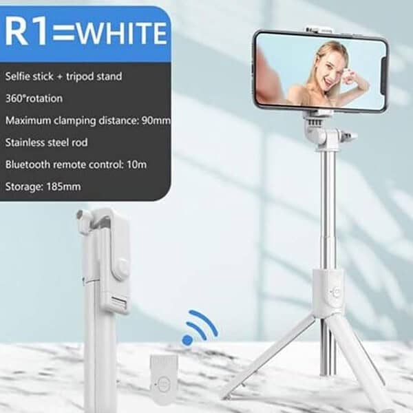 Dekoq Extendable 3 in 1 Aluminum Selfie Stick with Wireless Remote and Tripod Stand White1 - LXINDIA.COM