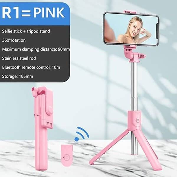 Dekoq Selfie Stick with Wireless Remote Access and Extendable Tripod Stand for Mobile Pink1 - LXINDIA.COM