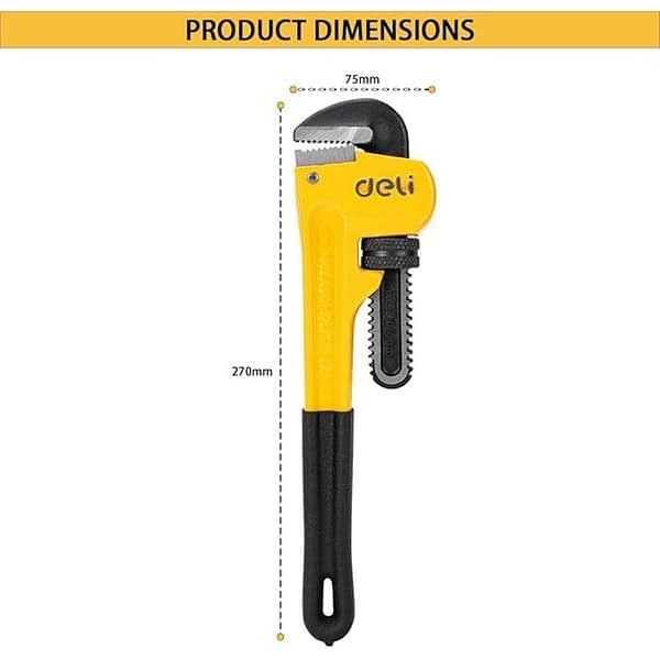 Deli 12inch 300mm Pipe Wrench3 - LXINDIA.COM