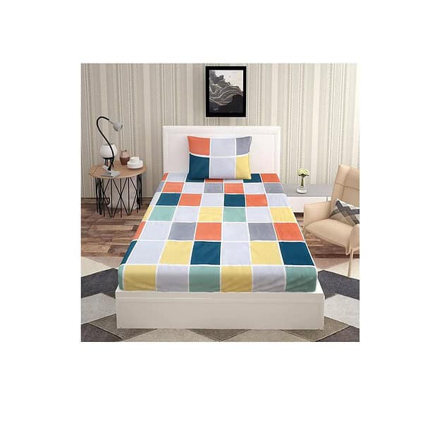 Delight Zone Coloured Checks 3 Cotton Supersoft Single Bedsheet - LXINDIA.COM