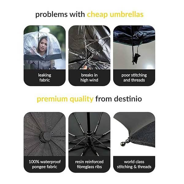 Destinio Umbrella for Men Automatic Large Size Foldable Umbrella Black 1 - LXINDIA.COM