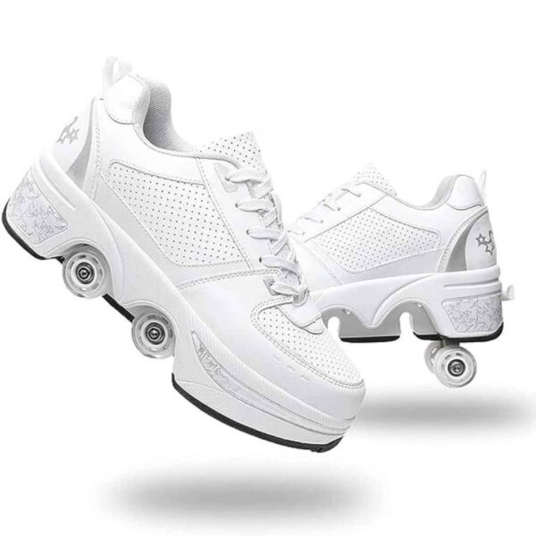 Double Row Deform Wheel Automatic Walking Shoes Invisible Deformation Roller Skate - LXINDIA.COM