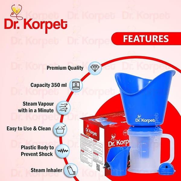 Dr Korpet 3 in 1 vaporizer steamer for cough cold and facial Blue1 - LXINDIA.COM