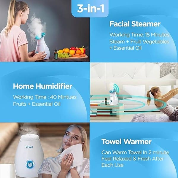 Dr Trust 3 in 1 Nano Ionic Facial Steamer Vaporizer Room Humidifier and Towel Warmer1 - LXINDIA.COM