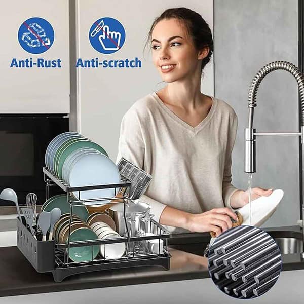 Dratal Dish Drying Rack for Countertop Rustproof Black 3 - LXINDIA.COM