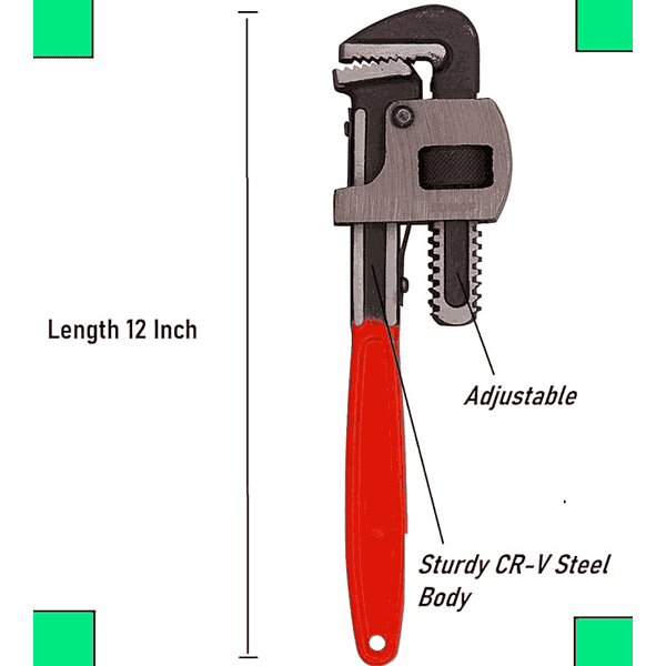 EDMOF 10inch Adjustable Drop Forged Pipe Wrench3 - LXINDIA.COM