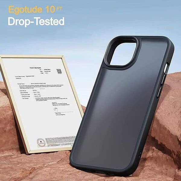 EGOTUDE Ultra Hybrid Matte Frosted Translucent Back Case for iPhone 13 Frost Black3 - LXINDIA.COM