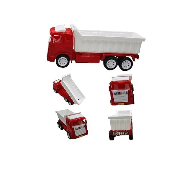 EUPHORIA Small Size Friction Powered Plastic Dumper Truck Toy Red and White - LXINDIA.COM