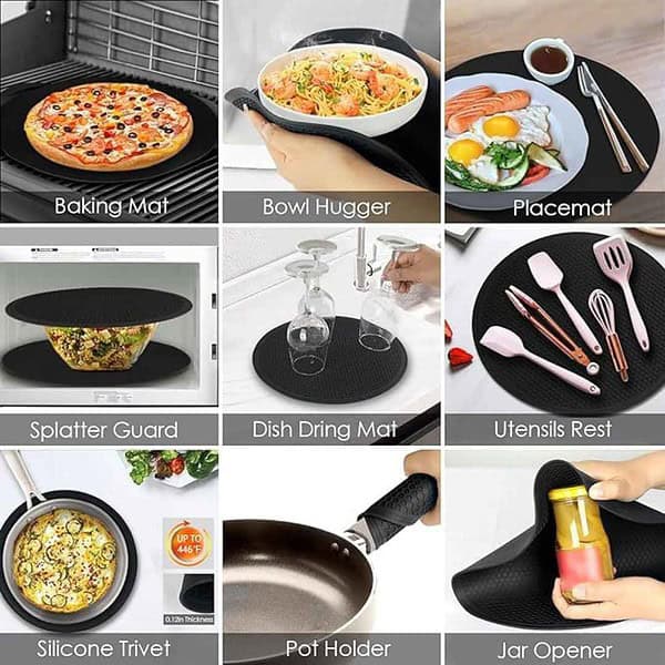 EZYHOME 3Pcs Multi Purpose Silicone Microwave Mat Protect Hot Pot Holders 3 - LXINDIA.COM